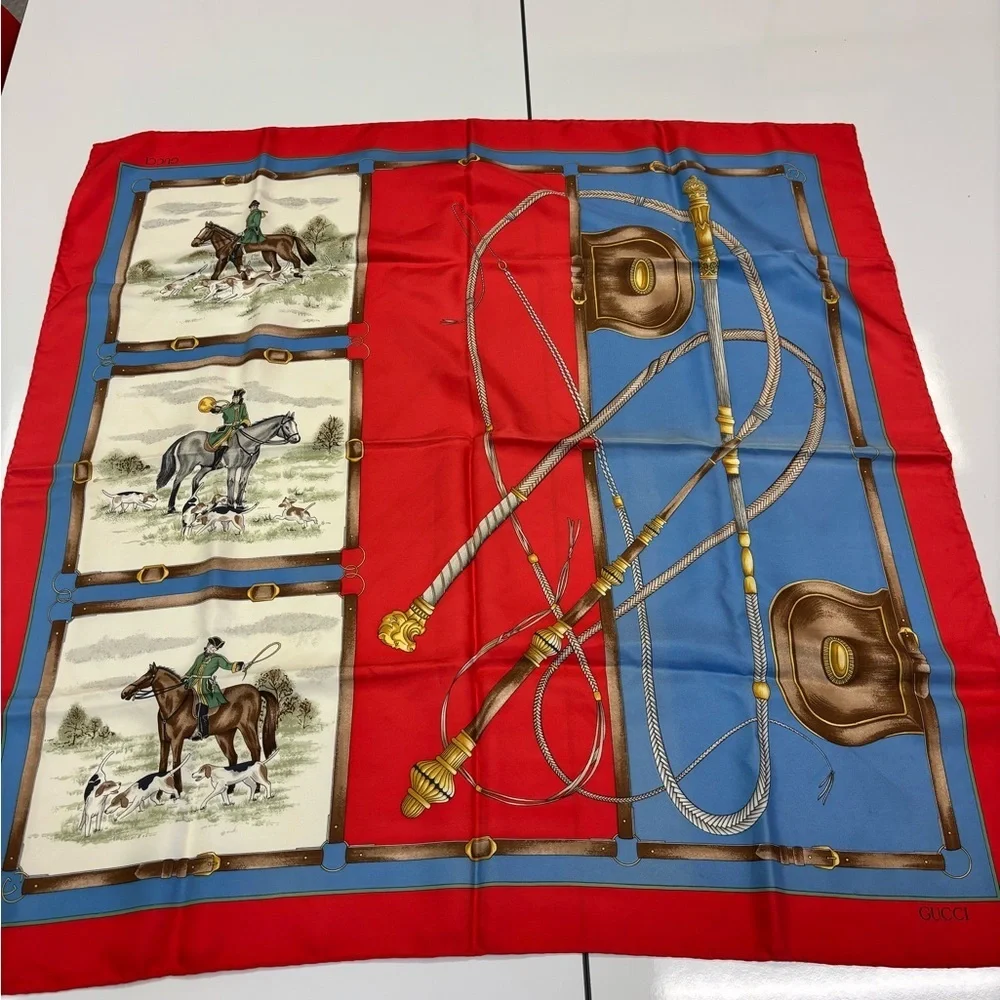 Gucci Silk Equestrian Vintage Scarf